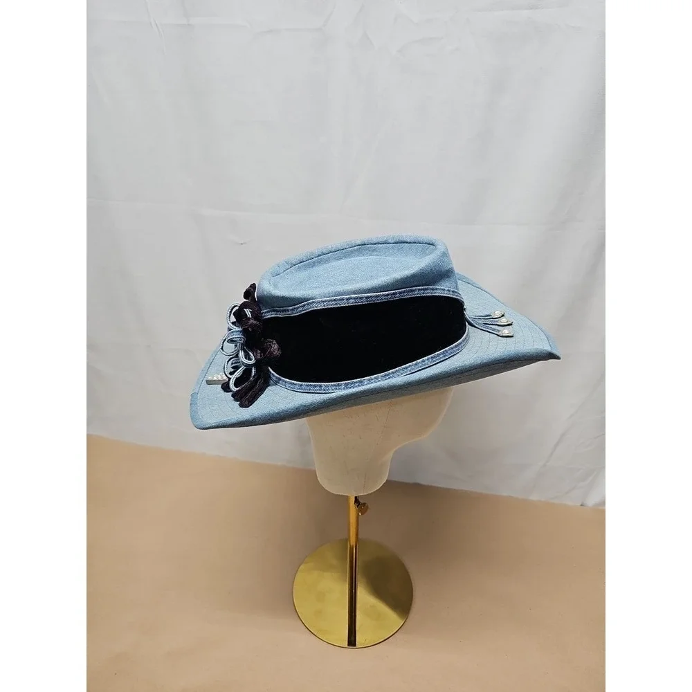 Simply Barbara Women Blue Cowboy Western Cotton Blend Usa Beyonce Outdoor Hat |M